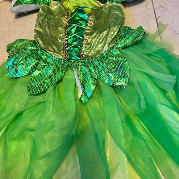 Teetot Tinker Bell Fairy Leaf Halloween Costume Wings Green Gold Child Small 5/6 - Picture 4 of 14